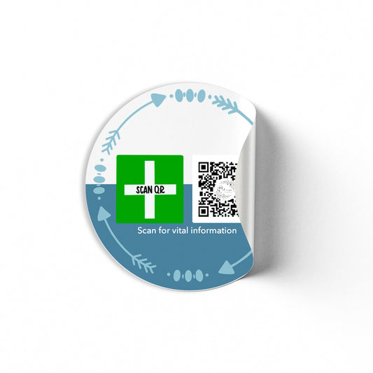 Safety & Medical Alert ID Clothing Stickers 5cm (30pc)