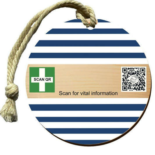 Safety & Medical Alert ID Timber Tag 8cm with Rope