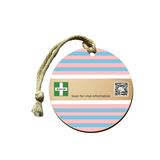 Safety & Medical Alert ID Timber Tag 5cm with Rope