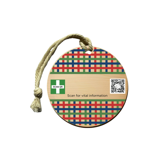 Safety & Medical Alert ID Timber Tag 5cm with Rope