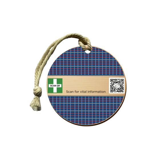 Safety & Medical Alert ID Timber Tag 5cm with Rope