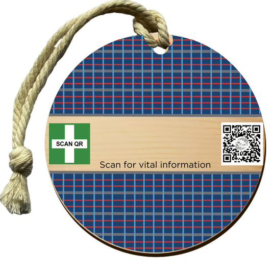 Safety & Medical Alert ID Timber Tag 8cm with Rope