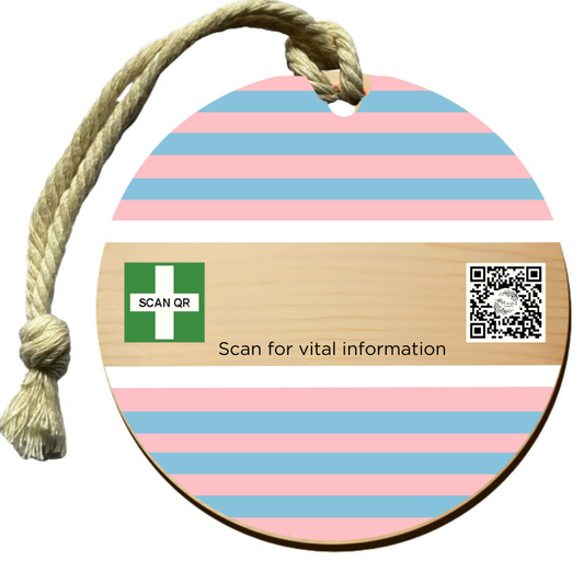 Safety & Medical Alert ID Timber Tag 8cm with Rope