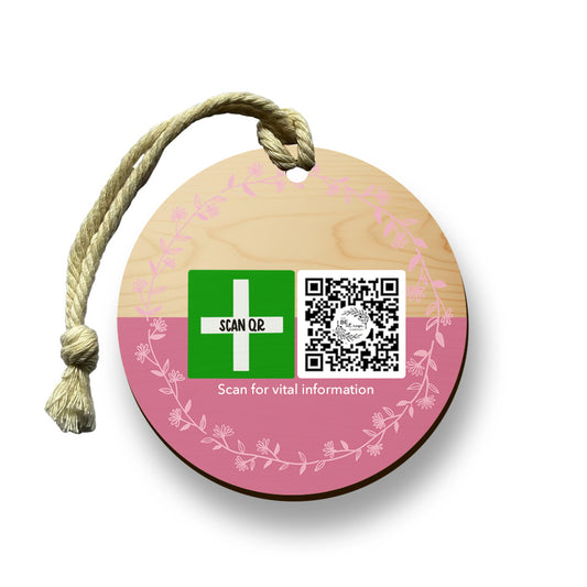 Safety & Medical Alert ID Timber Tag 5cm with Rope