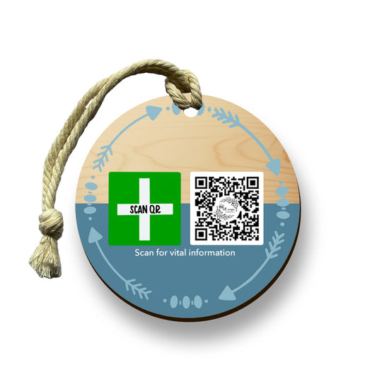 Safety & Medical Alert ID Timber Tag 5cm with Rope