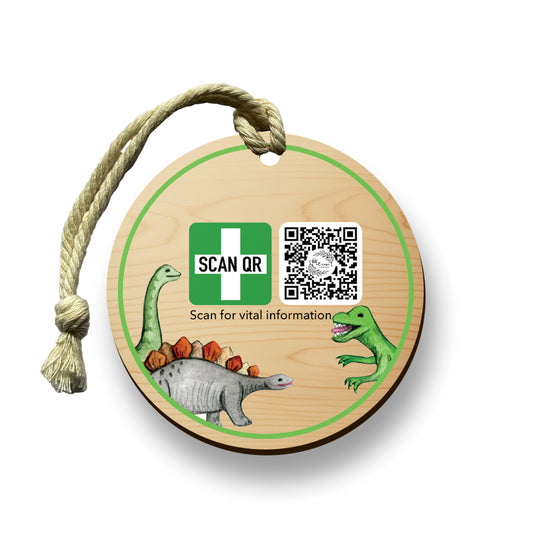 Safety & Medical Alert ID Timber Tag 5cm with Rope