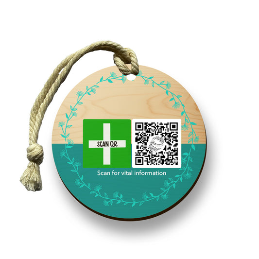 Safety & Medical Alert ID Timber Tag 8cm with Rope