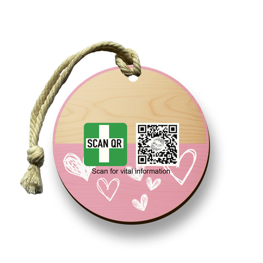 Safety & Medical Alert ID Timber Tag 8cm with Rope