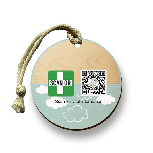 Safety & Medical Alert ID Timber Tag 5cm with Rope