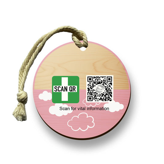 Safety & Medical Alert ID Timber Tag 8cm with Rope