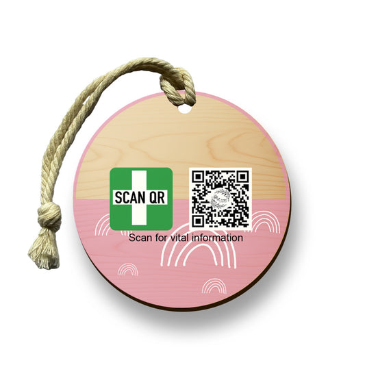 Safety & Medical Alert ID Timber Tag 8cm with Rope