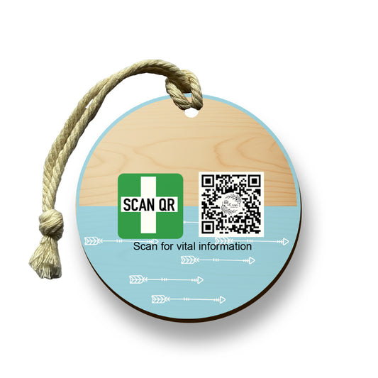 Safety & Medical Alert ID Timber Tag 5cm with Rope