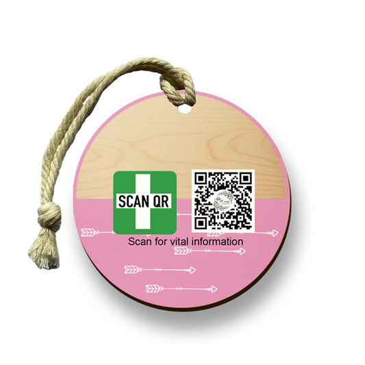 Safety & Medical Alert ID Timber Tag 8cm with Rope