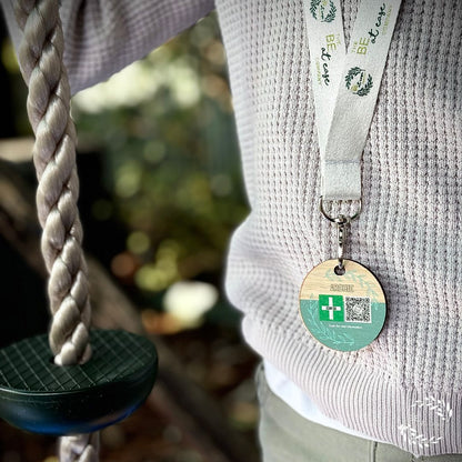 Kids Safety ID Timber Tag 5cm with optional lanyard