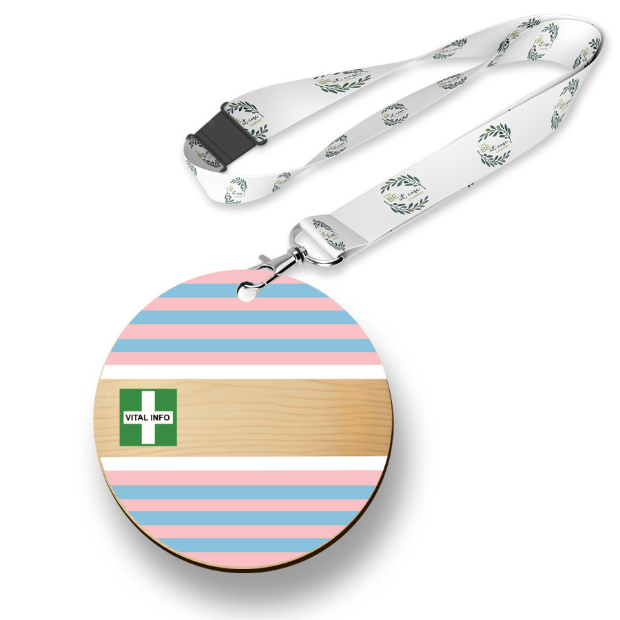 Timber Tag 5cm with lanyard