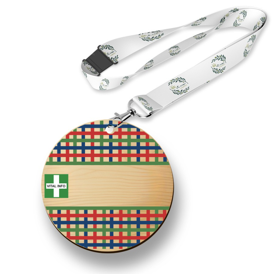 Timber Tag 5cm with lanyard